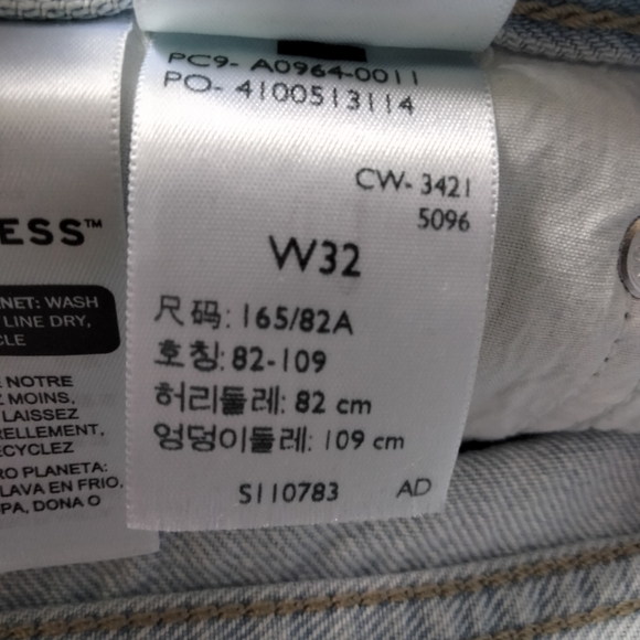 NWT 32 14 Levi's Low Pro Straight Leg Light Wash Destructed Denim Jeans NEW - Picture 4 of 14